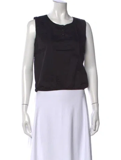Pre-owned Leset Crew Neck Sleeveless Crop Top In Black