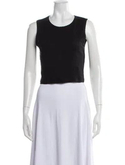 Pre-owned Leset Crew Neck Sleeveless Crop Top In Black