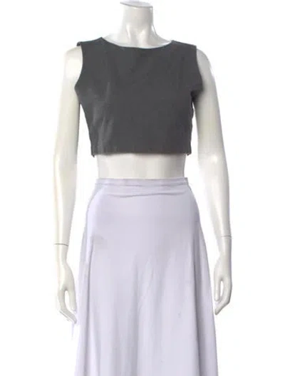 Pre-owned Leset Crew Neck Sleeveless Crop Top In Black