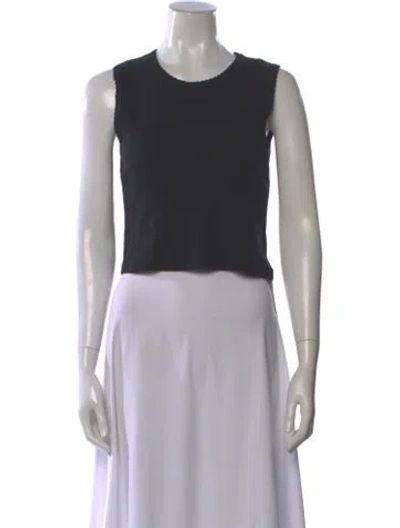 Pre-owned Leset Crew Neck Sleeveless Crop Top In Gray