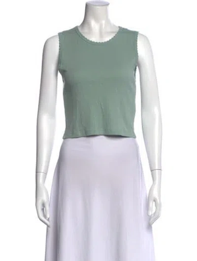 Pre-owned Leset Crew Neck Sleeveless Crop Top In Green