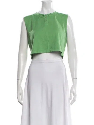 Pre-owned Leset Crew Neck Sleeveless Crop Top In Green