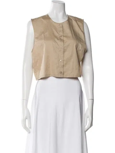 Pre-owned Leset Crew Neck Sleeveless Crop Top In Neutrals