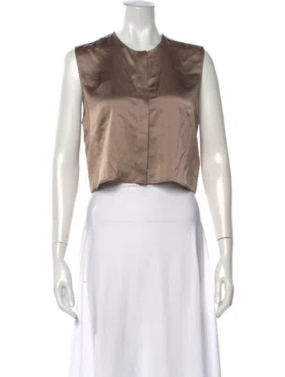 Pre-owned Leset Crew Neck Sleeveless Crop Top In Neutrals