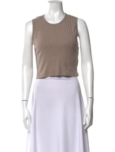 Pre-owned Leset Crew Neck Sleeveless Crop Top In Neutrals