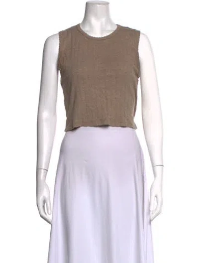 Pre-owned Leset Crew Neck Sleeveless Crop Top In Neutrals
