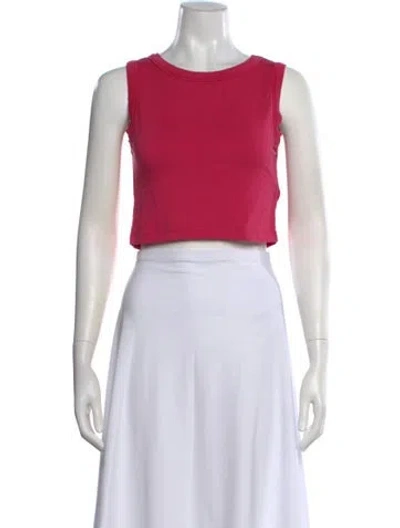 Pre-owned Leset Crew Neck Sleeveless Crop Top In Pink