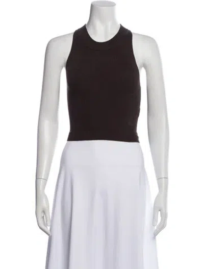 Pre-owned Leset Crew Neck Sleeveless Crop Top W/ Tags In Brown