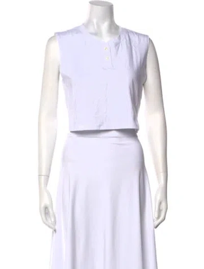 Pre-owned Leset Crew Neck Sleeveless Crop Top W/ Tags In White