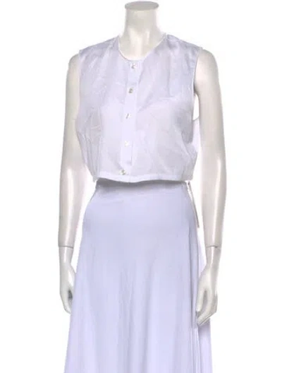 Pre-owned Leset Crew Neck Sleeveless Crop Top In White