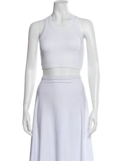 Pre-owned Leset Crew Neck Sleeveless Crop Top In White