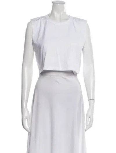 Pre-owned Leset Crew Neck Sleeveless Crop Top In White