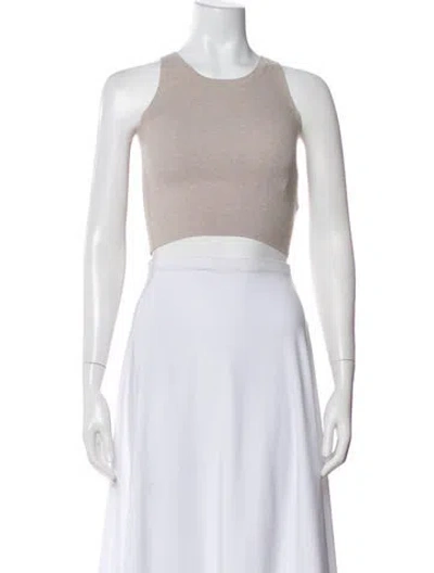 Pre-owned Leset Crew Neck Sleeveless Crop Top In White