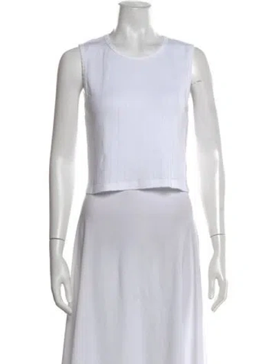 Pre-owned Leset Crew Neck Sleeveless Crop Top In White