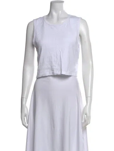 Pre-owned Leset Crew Neck Sleeveless Crop Top In White