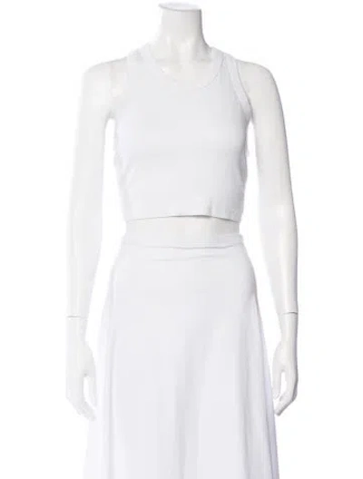 Pre-owned Leset Crew Neck Sleeveless Crop Top In White