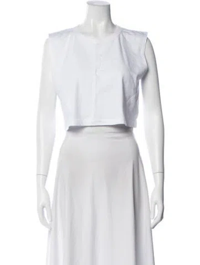 Pre-owned Leset Crew Neck Sleeveless Crop Top In White