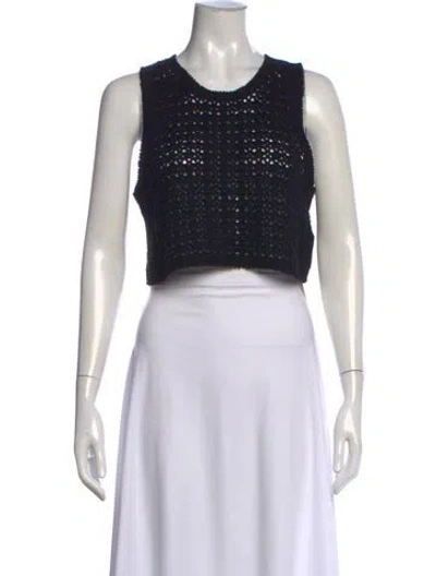 Pre-owned Leset Crew Neck Sleeveless Crop Top In White