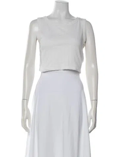 Pre-owned Leset Crew Neck Sleeveless Crop Top In White
