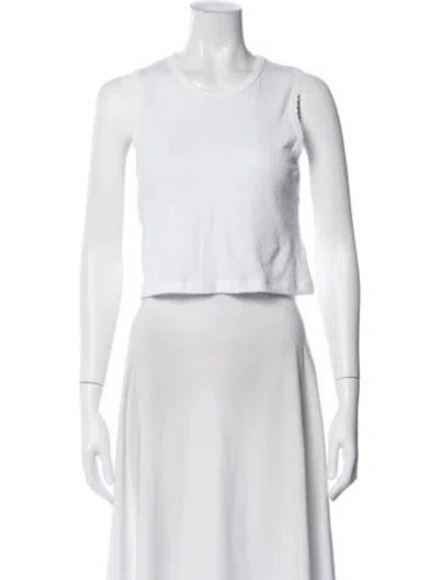 Pre-owned Leset Crew Neck Sleeveless Crop Top In White