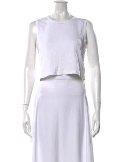 Pre-owned Leset Crew Neck Sleeveless Crop Top In White