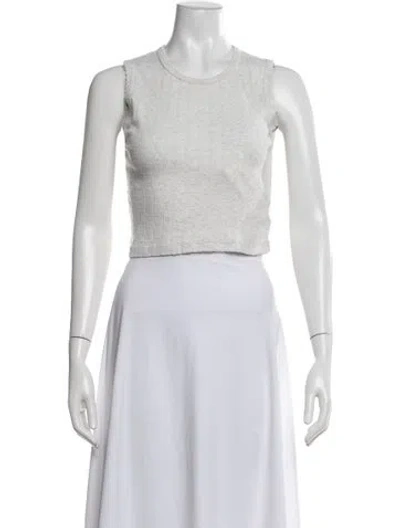 Pre-owned Leset Crew Neck Sleeveless Crop Top In White