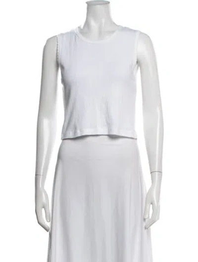 Pre-owned Leset Crew Neck Sleeveless Crop Top In White