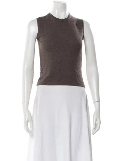 Pre-owned Leset Crew Neck Sleeveless Top In Brown