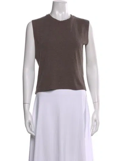 Pre-owned Leset Crew Neck Sleeveless Top In Brown