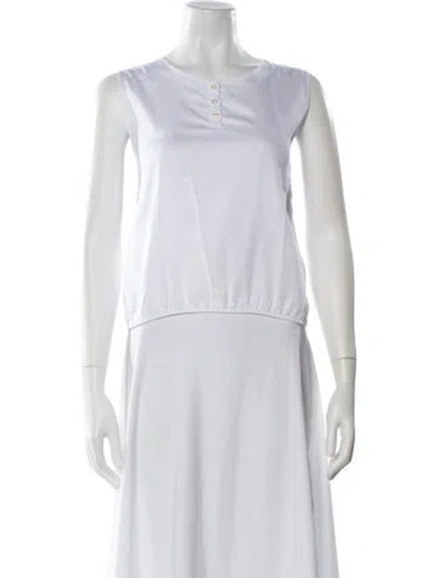 Pre-owned Leset Crew Neck Sleeveless Top In White