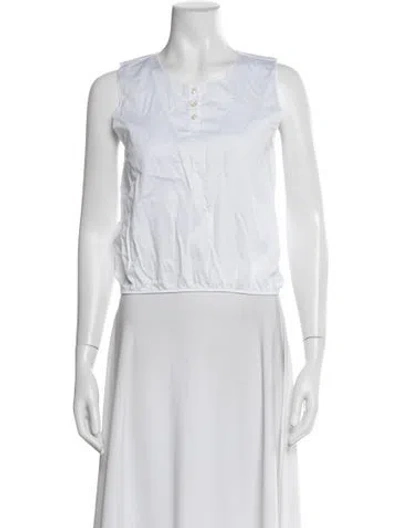 Pre-owned Leset Crew Neck Sleeveless Top In White