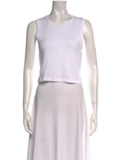 Pre-owned Leset Crew Neck Sleeveless Top In White