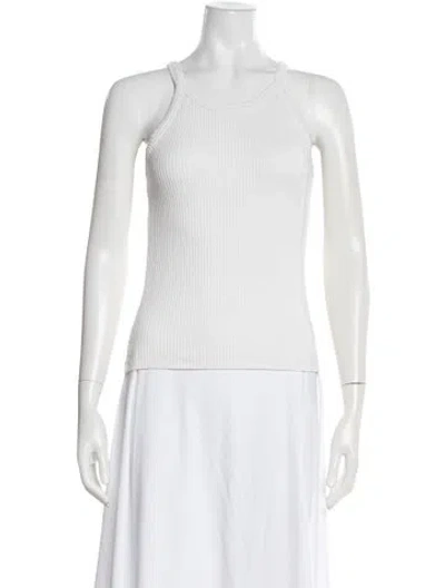 Pre-owned Leset Crew Neck Sleeveless Top In White