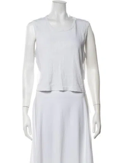 Pre-owned Leset Crew Neck Sleeveless Top In White