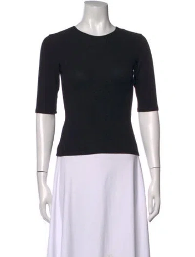 Pre-owned Leset Crew Neck Three-quarter Sleeve Top In Black