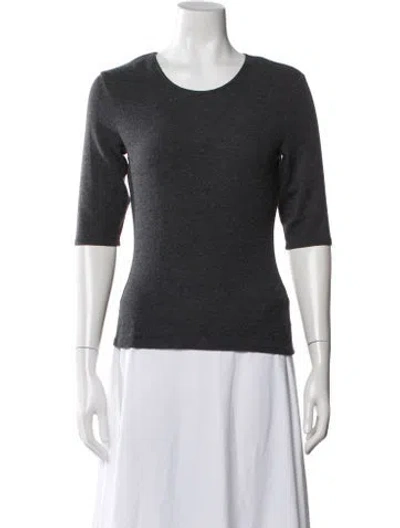 Pre-owned Leset Crew Neck Three-quarter Sleeve Top In Grey