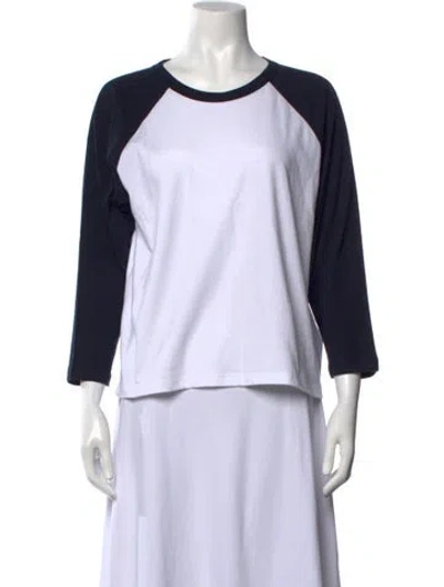 Pre-owned Leset Crew Neck Three-quarter Sleeve T-shirt In White