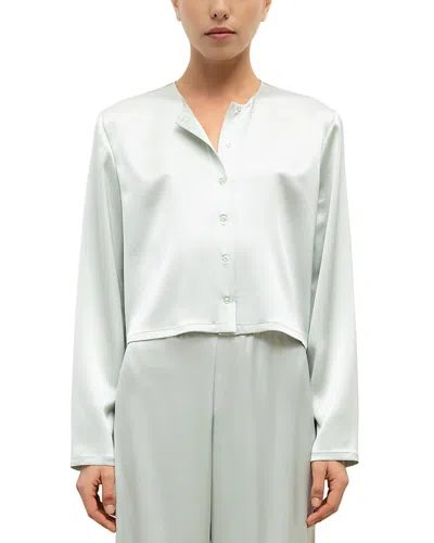 Leset Crewneck Button Front Cardigan In Gray