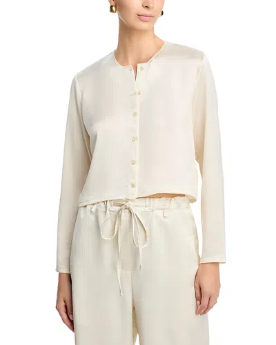 Leset Crewneck Button Front Cardigan In Neutral