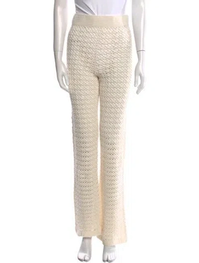 Pre-owned Leset Crochet Wide Leg Pants In White