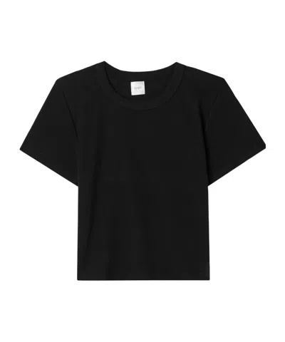 Leset Kelly Cropped Ribbed Stretch-cotton Jersey T-shirt In Black