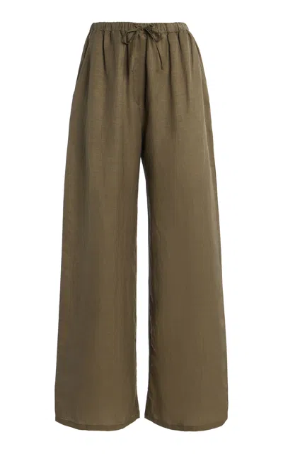 Leset Daniel Cotton Drawstring Pocket Pants In Green