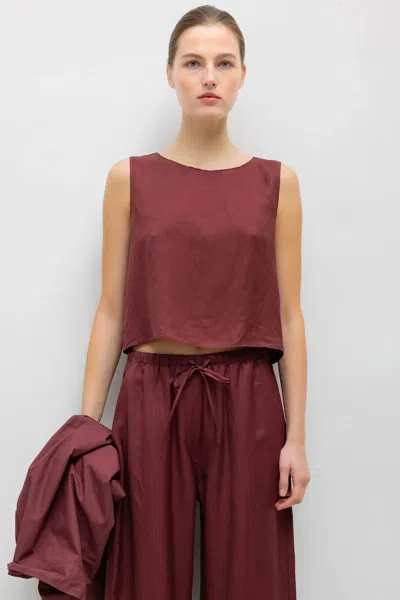Leset Daniel Crop Sleeveless Crew In Red