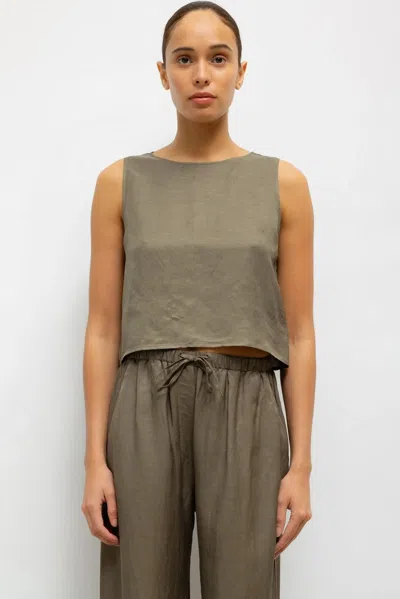 Leset Daniel Crop Sleeveless Crew In Gray