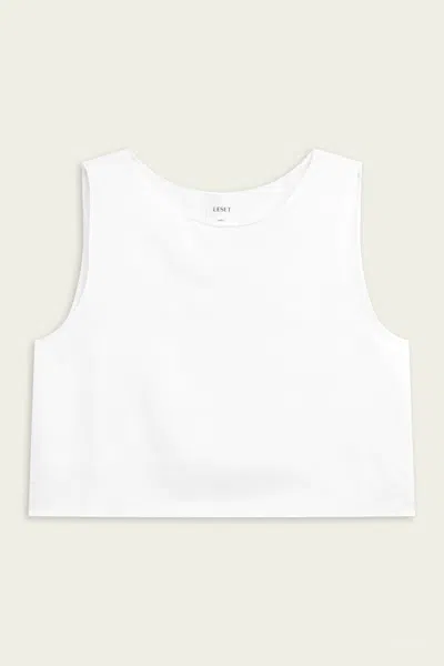 Leset Daniel Crop Sleeveless Crew In Parchment In Black