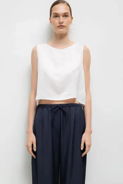 Leset Daniel Crop Sleeveless Crew In White