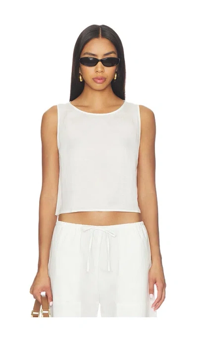 Leset Daniel Crop Sleeveless Crew In White