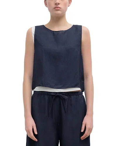 Leset Daniel Crop Sleeveless Crew Top In Blue