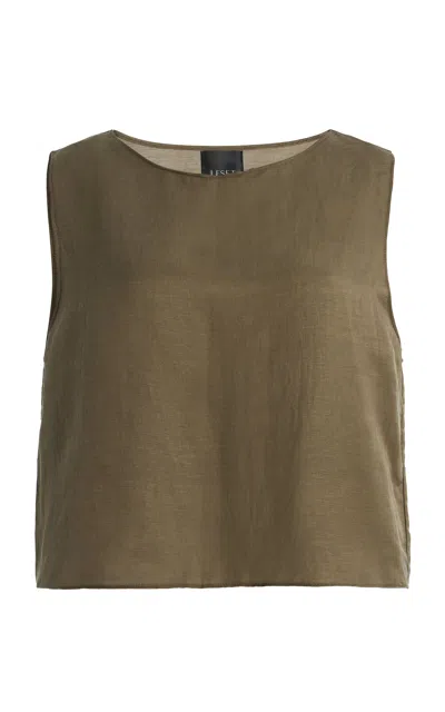 Leset Daniel Cropped Cotton Top In Green