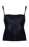 Leset Daniel Square Neck Tank Midnight In Black